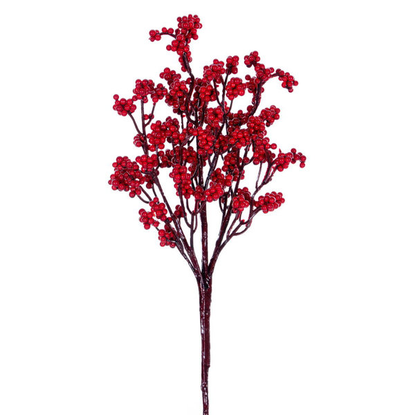 The Holiday Aisle® 14" Red Petite Cluster Berry Pick. Each bag contains